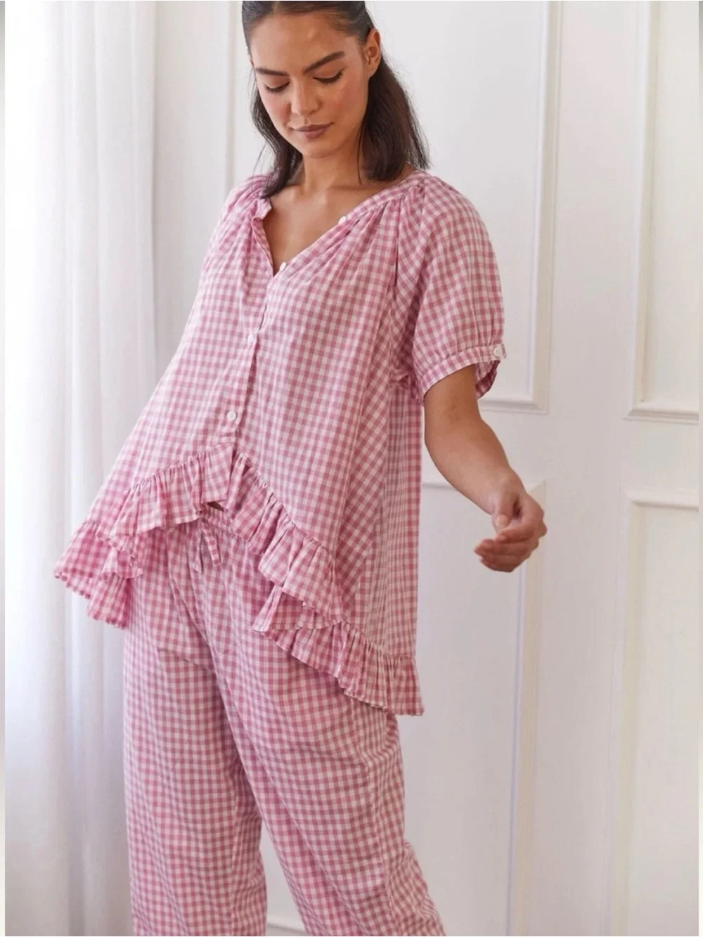 Piyama | Sophie Sleep Set in Gingham Pink